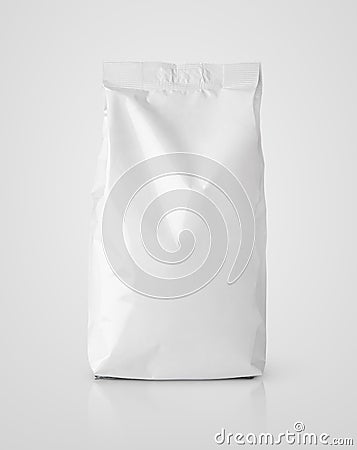 Snack blank white paper bag package on gray Stock Photo
