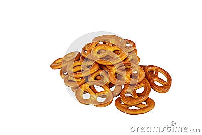 Snack, bretzel in front of alcohol isolated white Stock Photo
