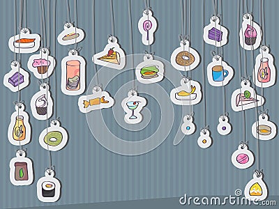 Snack food card hang Vector Illustration