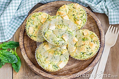 Snack muffins with spinach and feta cheese Stock Photo