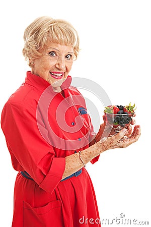 Snacking on Healthy Berries Stock Photo