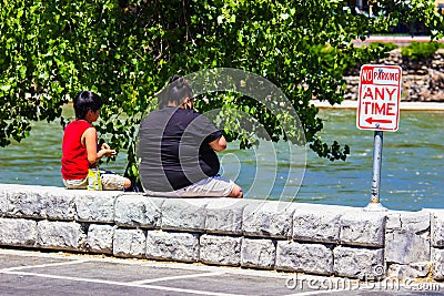 Snacking By The Riverside Editorial Stock Photo