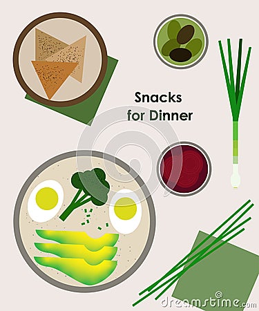 snacks for dinner eco breakfast with vegatables Stock Photo