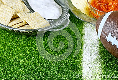 Snacks for watching a football game. Great for Super Bowl or Playoff themed projects. Stock Photo