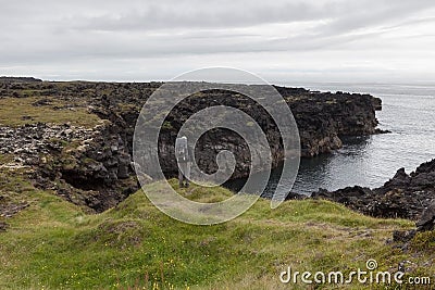 Snaefellsness, Iceland - July 23, 2016. Young man. Stock Photo