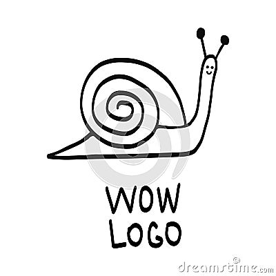 Snail black and white snail logo design Vector Illustration