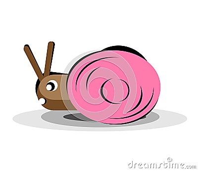 Snail character mascot on white background flat vector illustration Cartoon Illustration