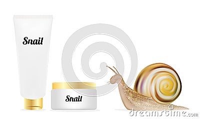 Snail cream cosmetic tube Vector Illustration