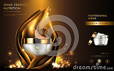 Snail extract cosmetic ads Vector Illustration