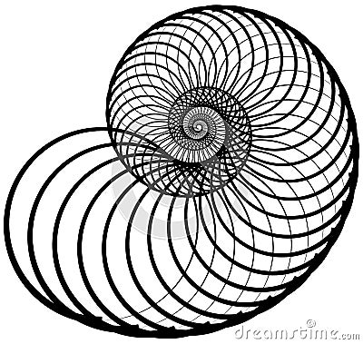 Snail, helix made of inward rotating circles. Abstract element i Vector Illustration