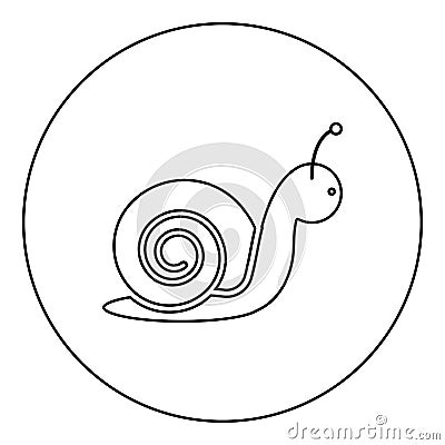 Snail icon black color in round circle Vector Illustration