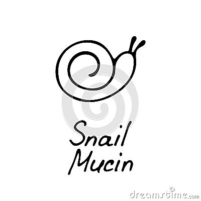 A snail icon for use in cosmetic designs. A hand-drawn snail icon. A simple logo. Vector Vector Illustration