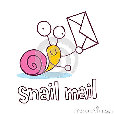 Snail mail cartoon character Vector Illustration