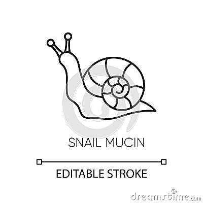 Snail mucin pixel perfect linear icon. Skincare natural component. Repairing effect for skin. Thin line customizable Vector Illustration