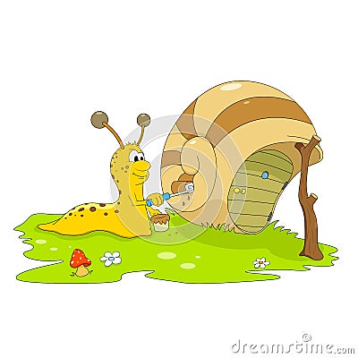 Snail the painter Vector Illustration