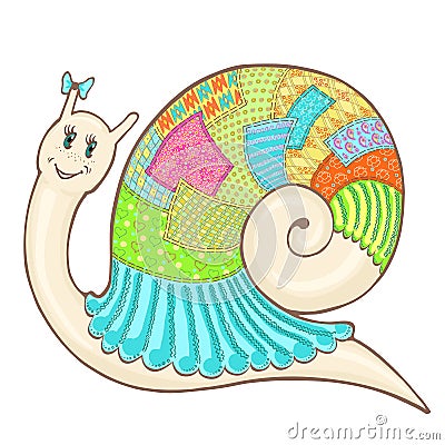 Snail patchwork cute color1 Vector Illustration