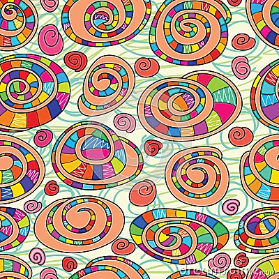 Snail shell abstarct seamless pattern Vector Illustration