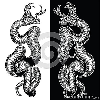 Snake black & white vector logo design illustration Vector Illustration