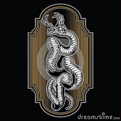 Snake black & white Vintage vector logo design illustration Vector Illustration