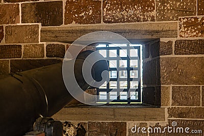 Snake cannon at Castle Clinton or Fort Clinton, located at the southern tip of Manhattan. Stock Photo