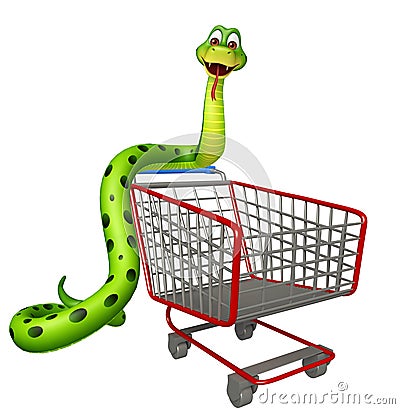 Snake cartoon character with trolly Cartoon Illustration