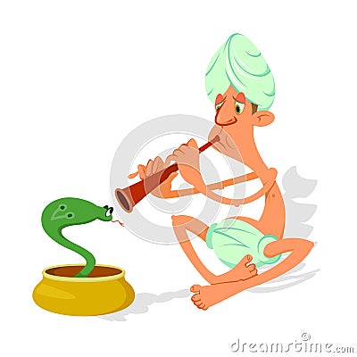 Snake charmer cartoon Vector Illustration