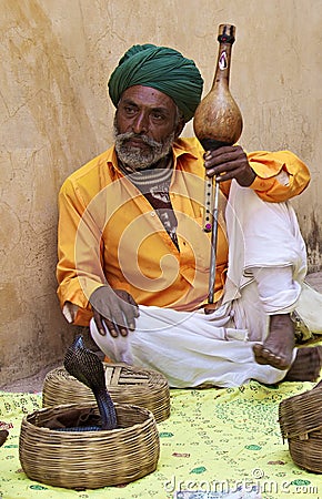 Snake charmer. India. Rajasthan. Stock Photo