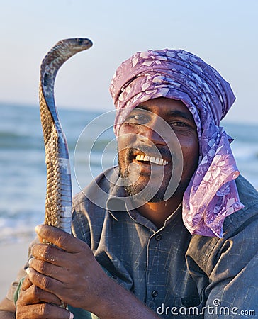 Snake charmer in Sri Lanka Stock Photo