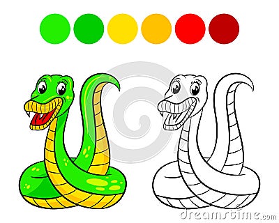 Snake coloring book. Vector Illustration