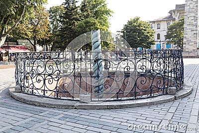 Snake column on Sultanahmet Square. It was captured in the war of the New Roman Empire with the Persians. Editorial Stock Photo