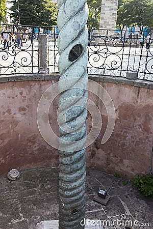 Snake column on Sultanahmet Square. It was captured in the war of the New Roman Empire with the Persians. Stock Photo