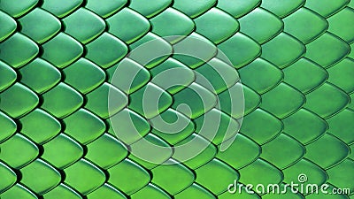 Snake or dragon green skin with scales. Fantasy texture. 3D rendered background. Stock Photo