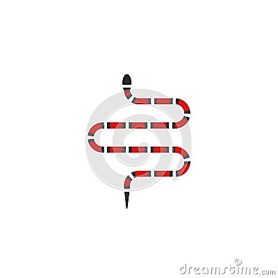 Snake elapidae logo, crawling striped pattern reptile in a smooth regular geometric shape, an interesting idea for a coral snake Vector Illustration