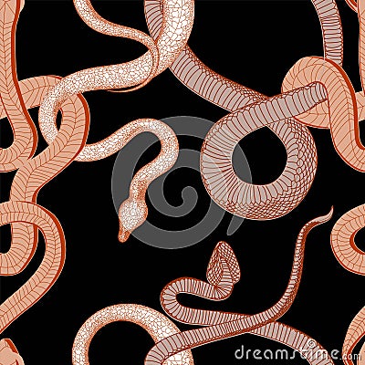 Snake exotic pattern. Snake skin. Vector illustration. Reptiles seamless pattern Vector Illustration