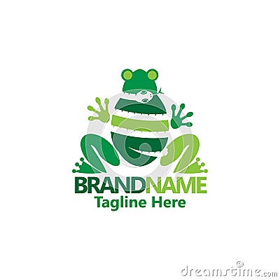 Snake Frog Logo. This is unique logo combination snake with frog. Vector Illustration