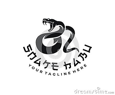 Snake habu, animal, reptile and poisonous predator, logo design. Okinawa habu, venomous pit viper and japanese animals, vector des Vector Illustration