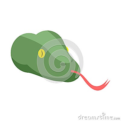 Snake head . BoA face on white background. Green reptile Vector Illustration