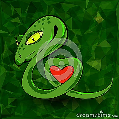 Snake and Heart Vector Illustration