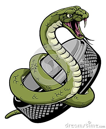 Snake Ice Hockey Team Sports Cartoon Mascot Vector Illustration