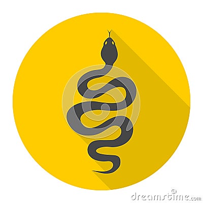 Snake icon with long shadow Vector Illustration