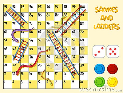 A snake ladder board game Vector Illustration