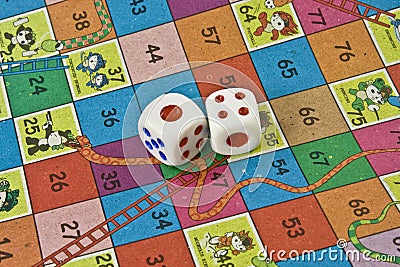 Snake Ladder Dice Stock Photo