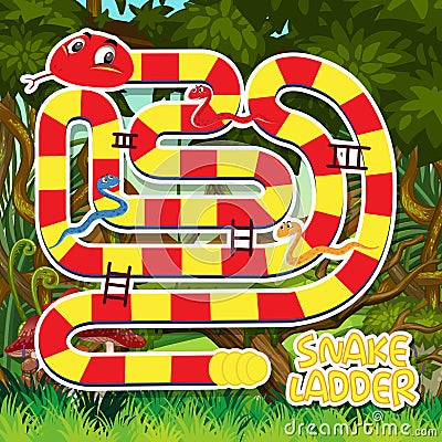 A snake ladder game template Vector Illustration