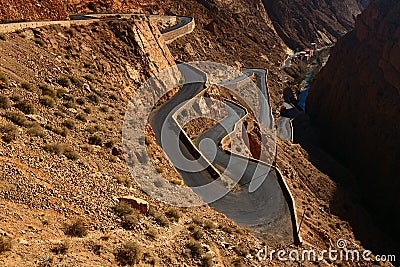 Snake like serpent road in Dades Gorge, Morocco Stock Photo