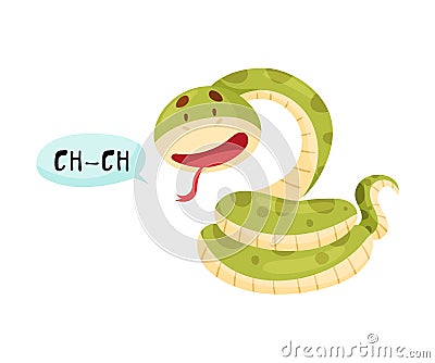 Snake with Open Mouth Making Hiss Sound Isolated on White Background Vector Illustration Vector Illustration