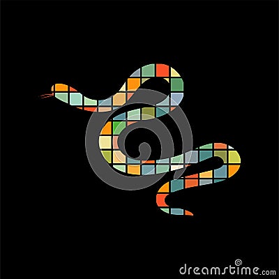 Snake reptile color silhouette animal Vector Illustration