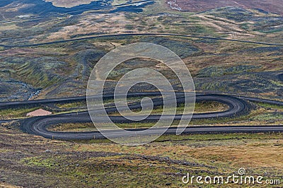 Snake Road in Iceland. Stock Photo