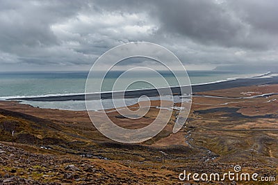 Snake Road in Iceland. Landscape. Cloudy Blue Sky Stock Photo