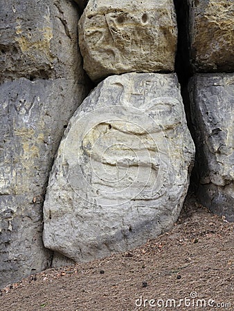 Snake - rock relief Stock Photo