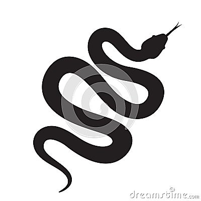 Snake silhouette vector icon. Long cobra or python snake creeping Vector Illustration